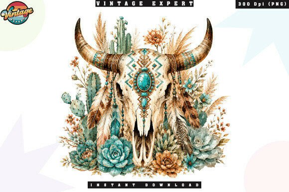 Download Southwestern Bull Skull and Cactus PNG - Cactus png Collection