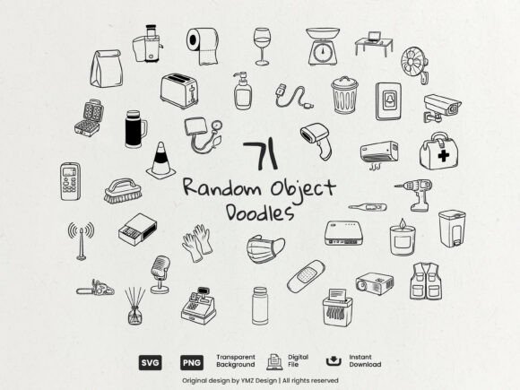 Download Random Object Doodles Clipart Pack - Random Collection