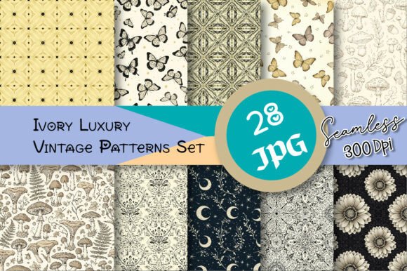 Download Ivory Luxury Vintage Patterns Set - Vintage Collection