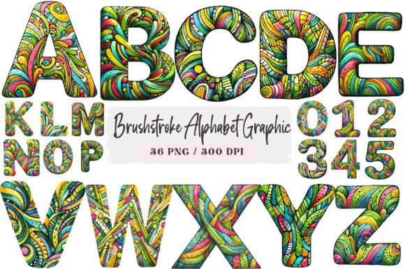 Download Brushstroke Alphabet Graphic Clipart - Brush Collection
