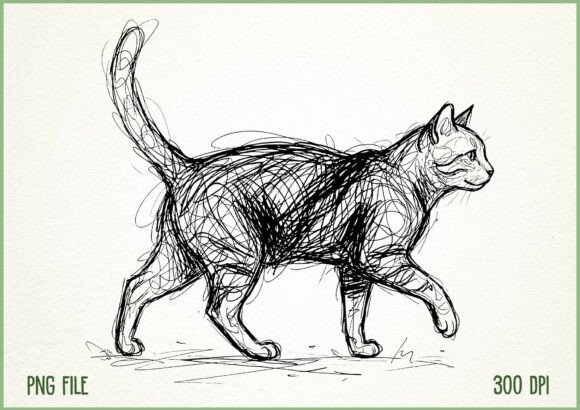 Download Vintage Cat Line Abstract Art PNG - Vintage Collection