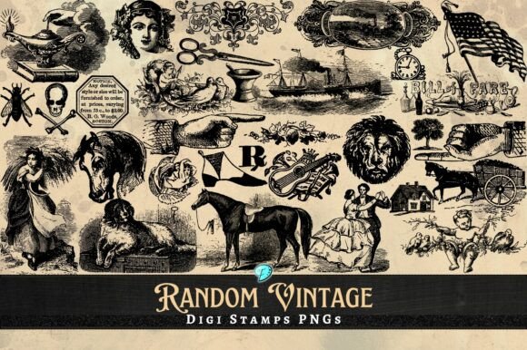 Download Random Vintage Digi Stamps - Random Collection