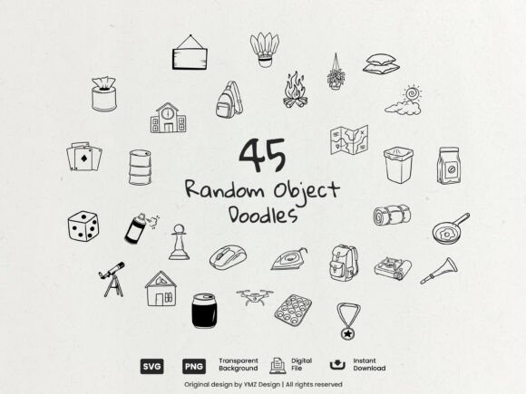 Download Random Object Doodle Clipart Bundle - Random Collection